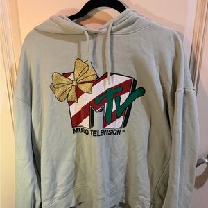 MTV Graphic Holiday Y2K Women’s Sweater - Mint Green Size Large